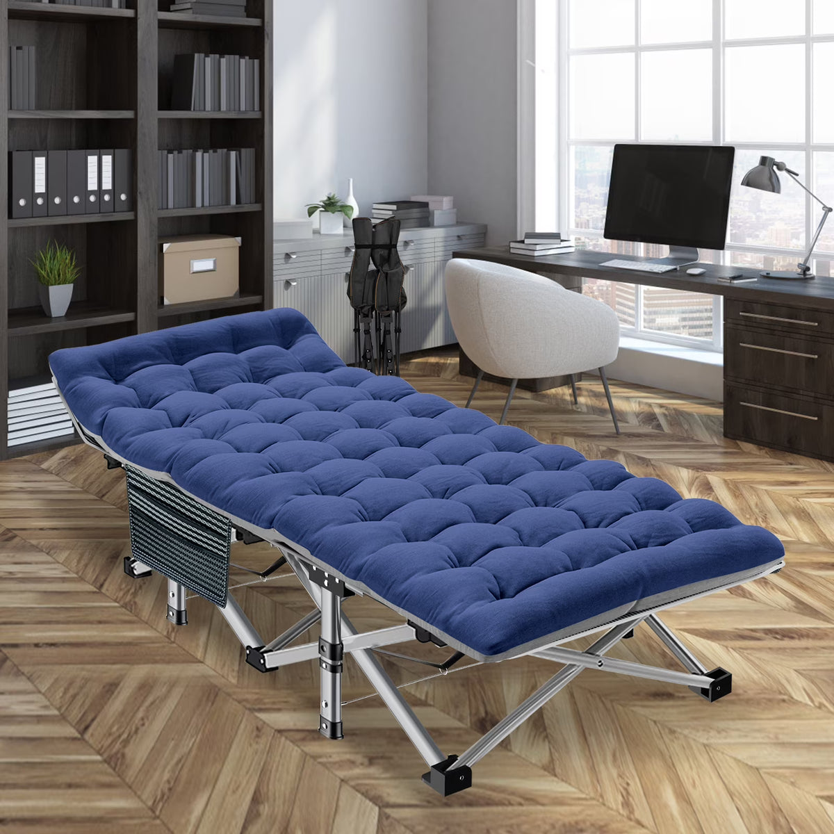 Folding Camping Bed with Mattress & Carry Bag, Heavy Duty Sleeping Cot with 4D Pillow I6398