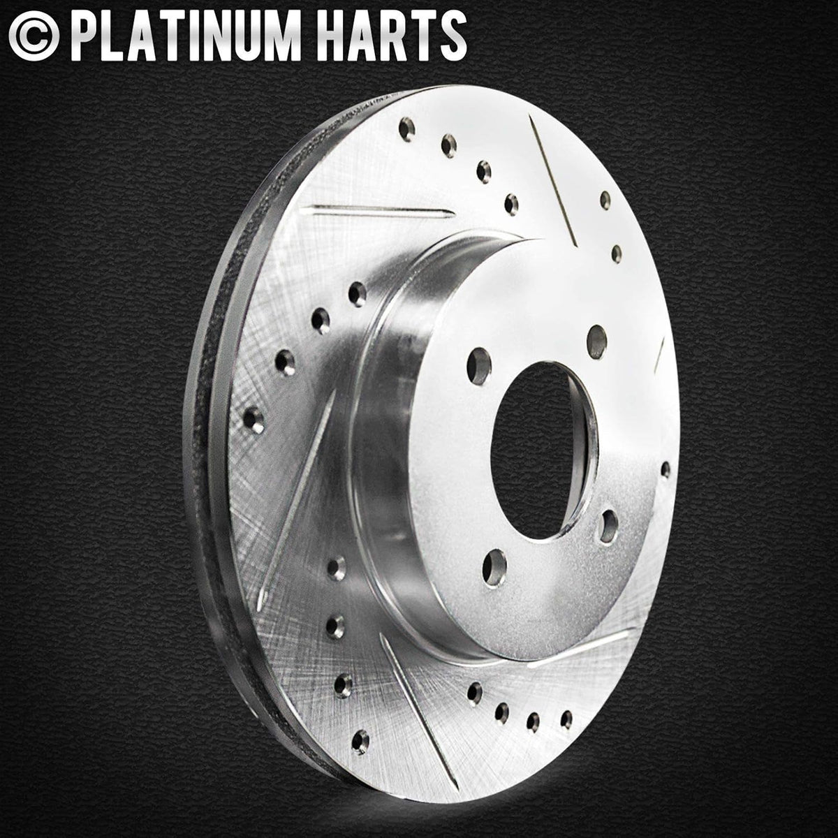 Front and Rear Brake Rotors Silver Drilled Slotted Heavy Duty Pads H86220