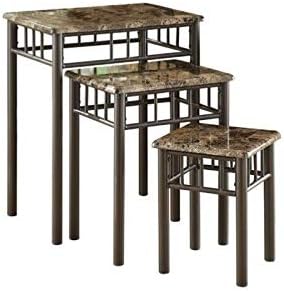 3 Piece Metal Nesting Tables in Cappuccino and Bronze X8423