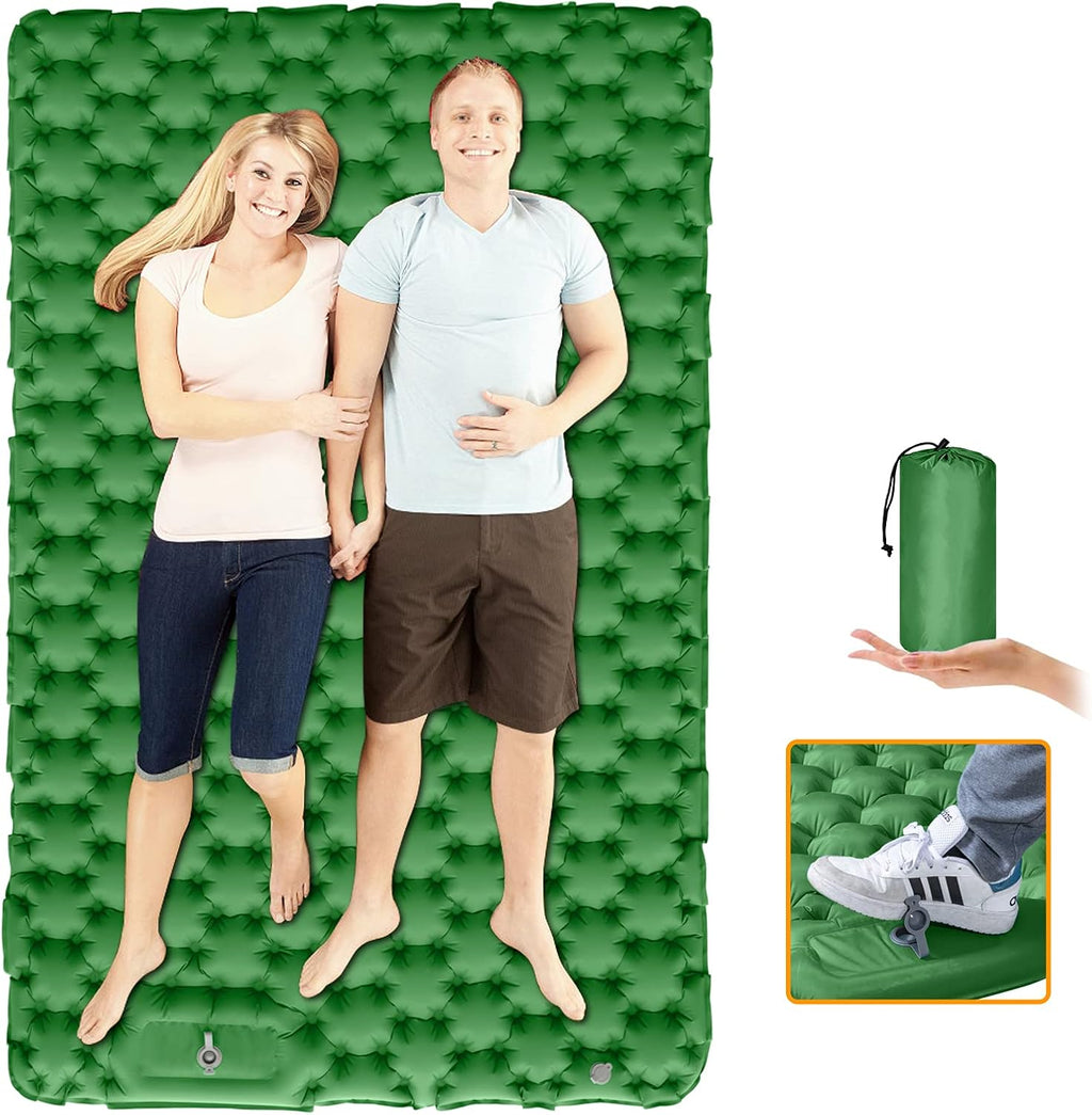 Double Camping Pad Self Inflating Sleeping Pad with Built-in Foot Press B89618