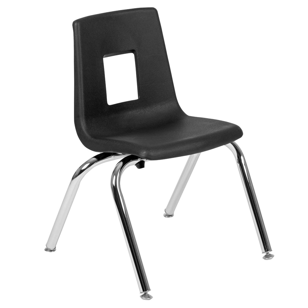 Mobile Laminate Activity Table Set with Student Stack Chairs, Oak/Black Q7012