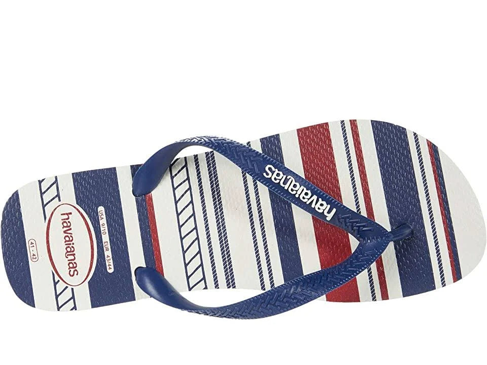 White/Navy Blue/White Flip Flops N723347