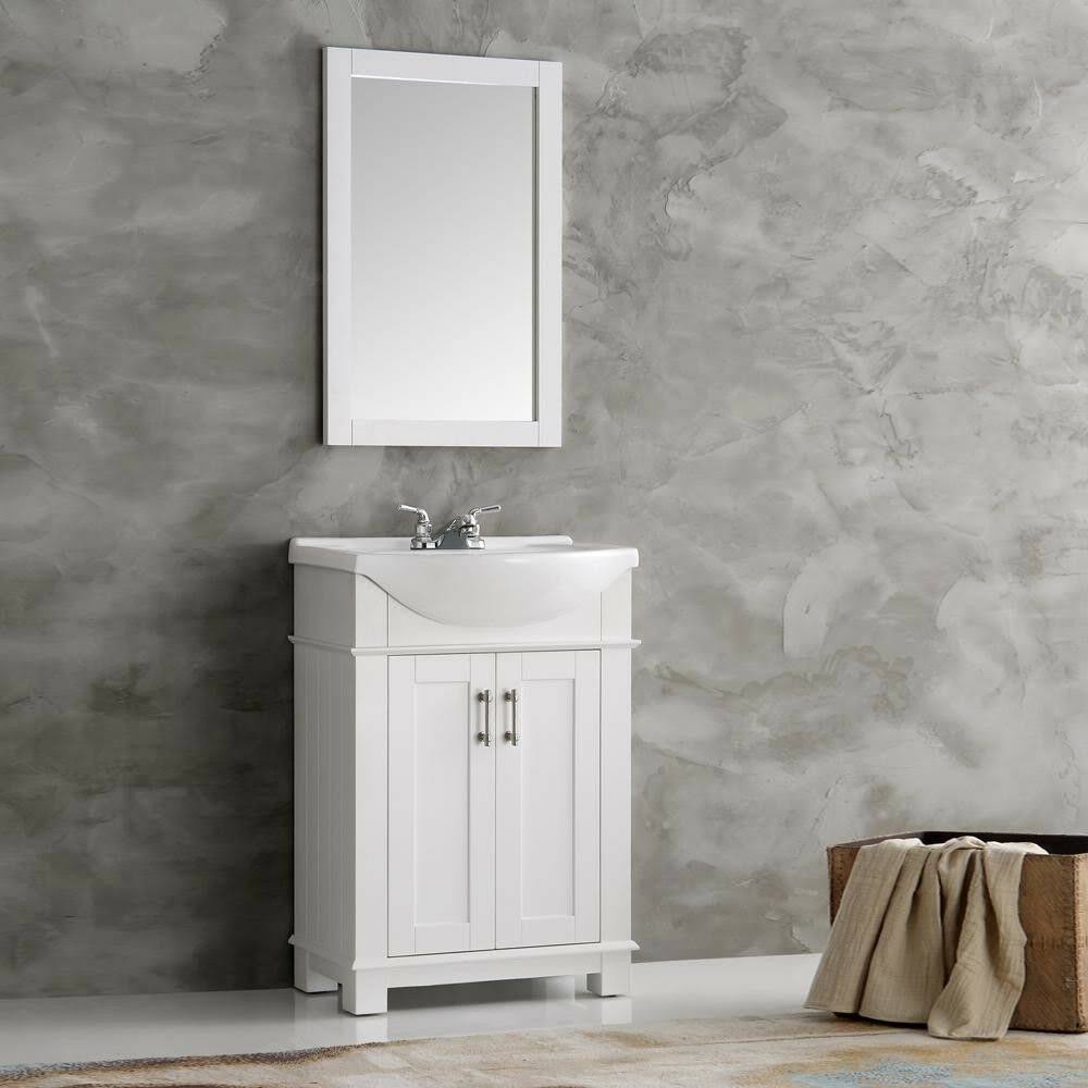 White Ceramic Top Bathroom Vanity Cabinet M565169
