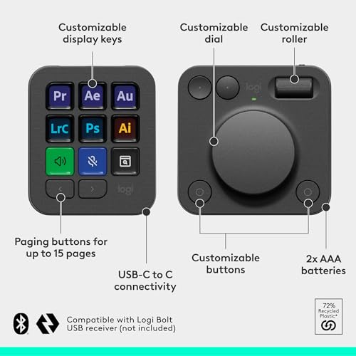 9 Customizable LCD Keys Control Dial for Graphic Design - Graphite C89951