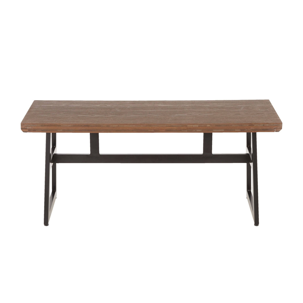 Black/Brown Metal and Wood Industrial Bench Z435