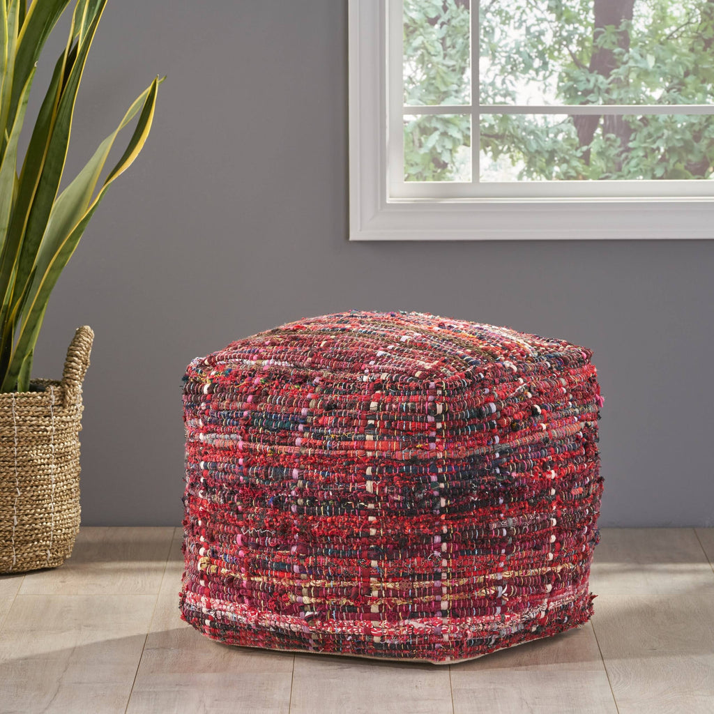 Blue Fabric Pouf Ottoman G142180