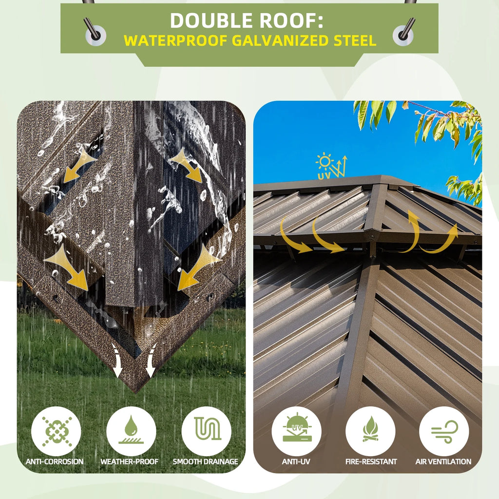 12' x 18' Hardtop Metal Double Roof Gazebo J873