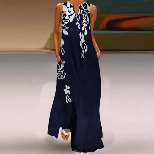 Sleeveless Long Maxi Dress with Pockets E189