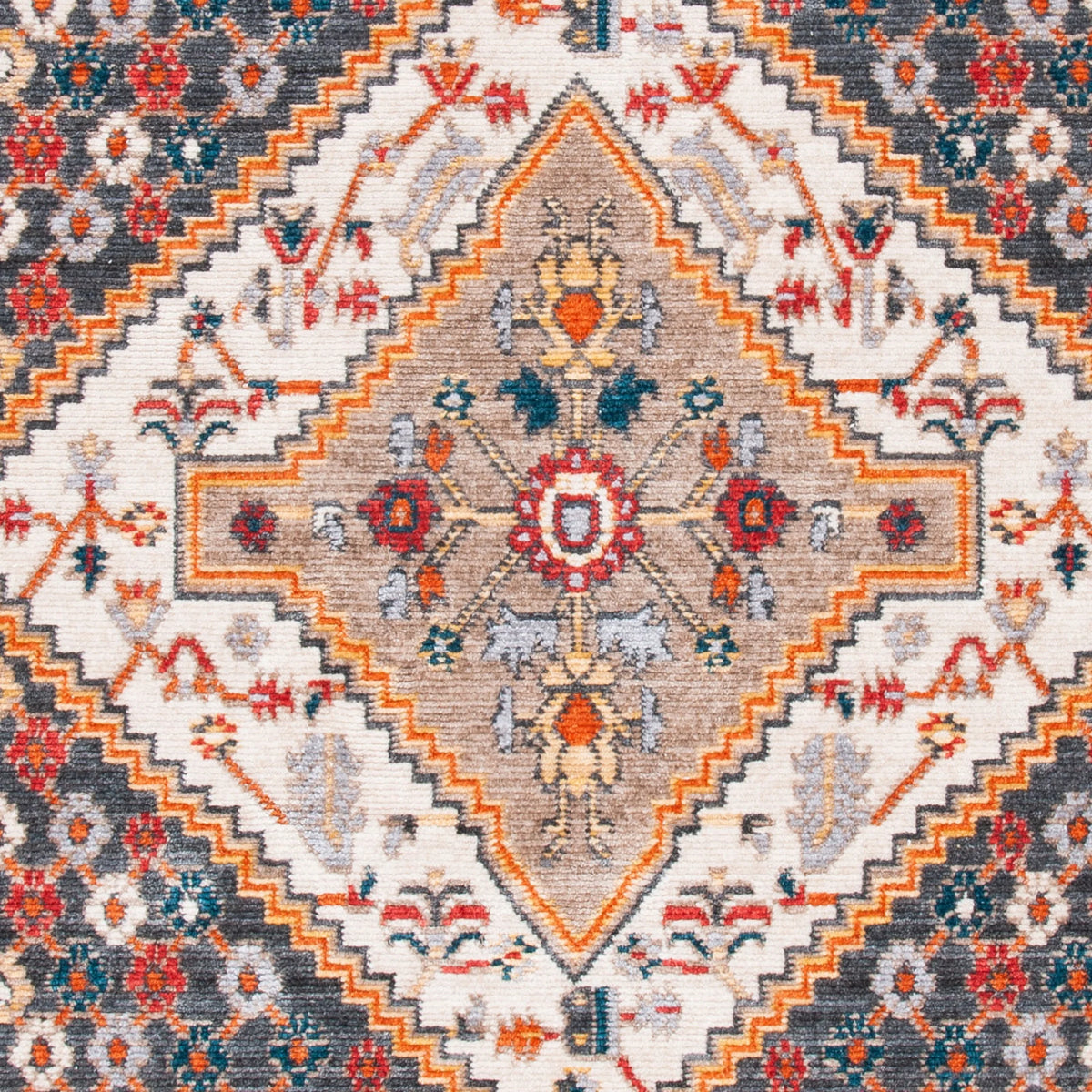 Charcoal/Ivory Floral Bordered Area Rug B237367