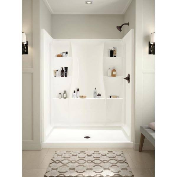 32 in. x 60 in. Single Threshold Center Drain Alcove Shower Base in High Gloss White K768386