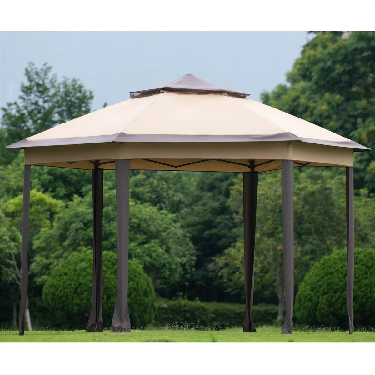 13x13FT Outdoor Gazebo with Mosquito Netting Sidewalls B624