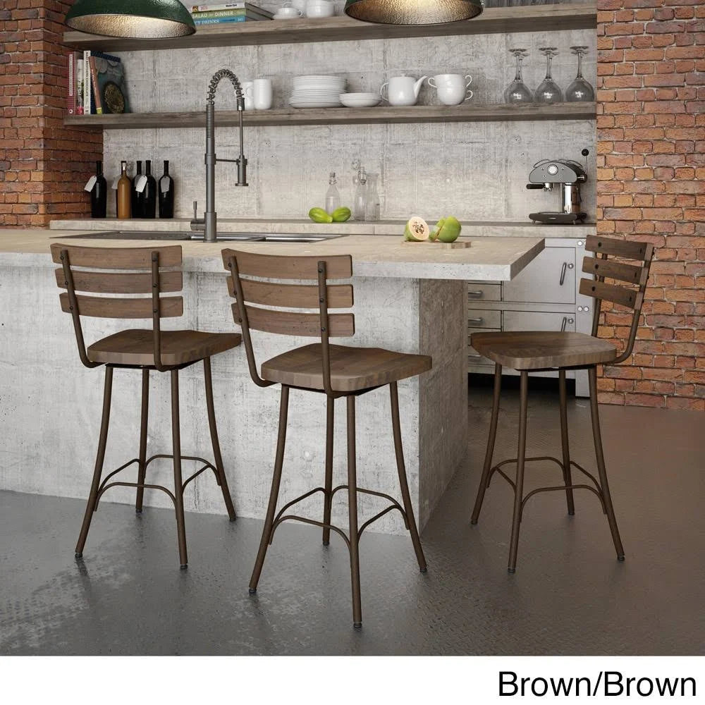 Swivel Bar Stool with Distressed Wood Seat K648