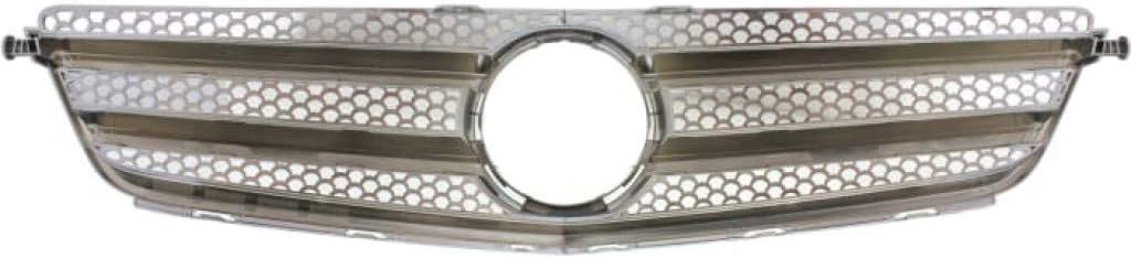 Chrome Shell Grille Assembly with Painted Black Insert for Mercedes-Benz C300 C350 2008-2011 AMG Styling Package Plastic P481782