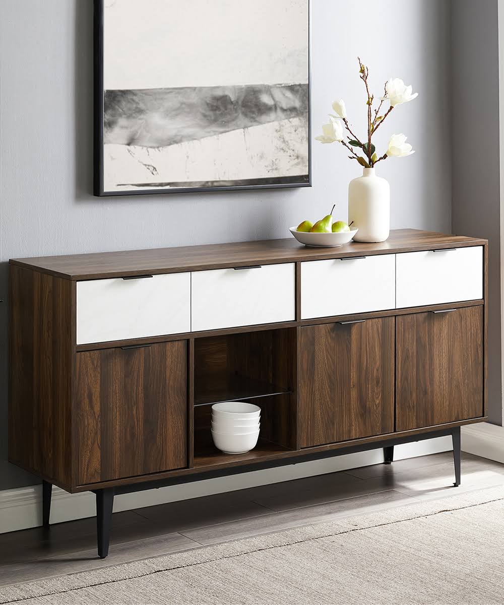 Faux White Marble 2 Drawer Sideboard O709289