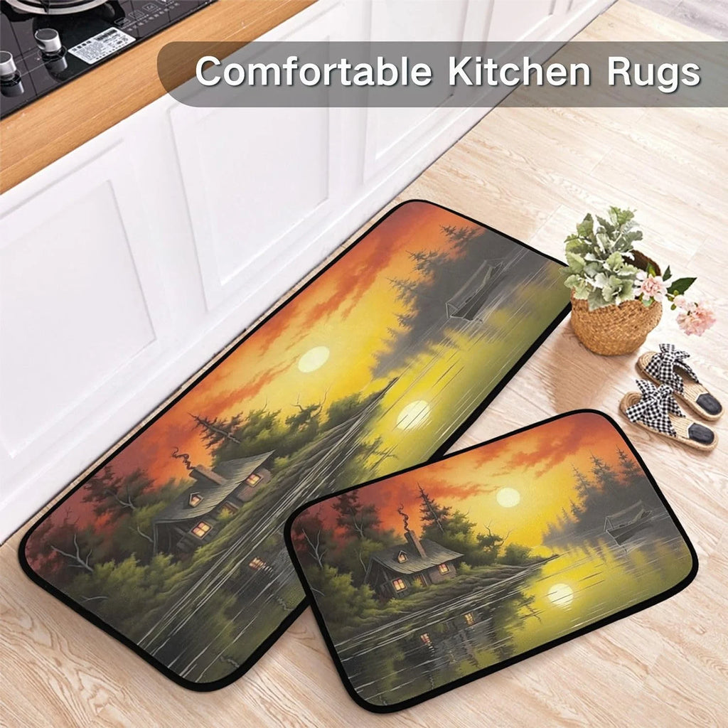 Kitchen Rug Set of 2, Non Slip Washable Anti-Fatigue Floor Mat L70514