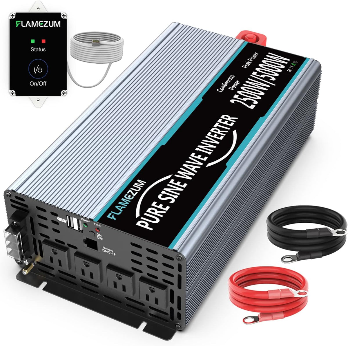 1500 Watt 12V DC to 110V AC Power Inverter with 2 USB Ports, Pack of 2 Z61031