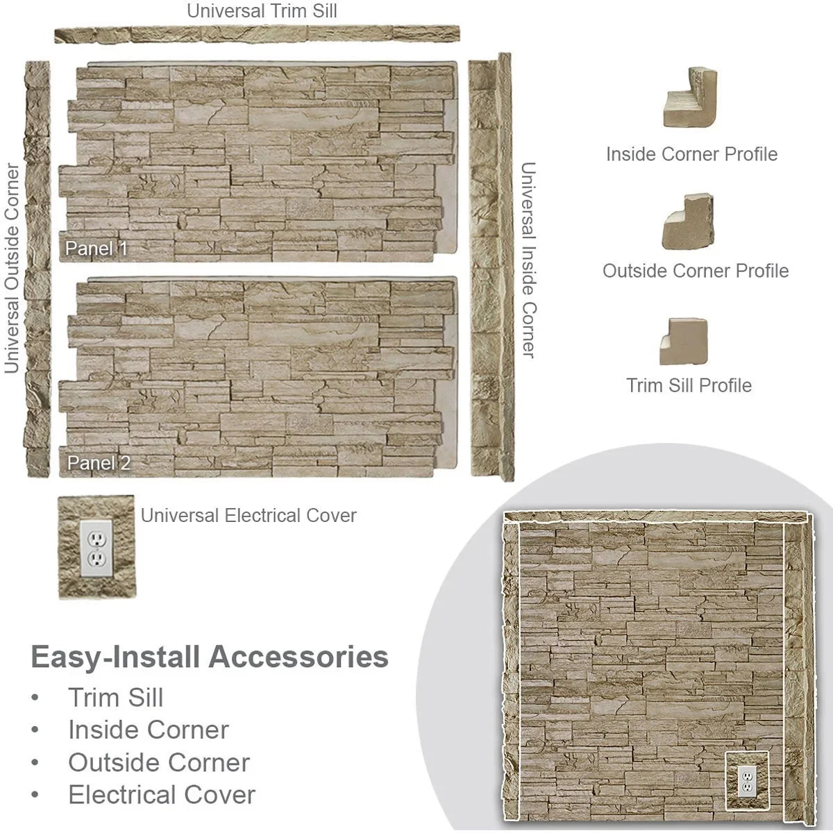 Faux Stone Siding Panel U22951