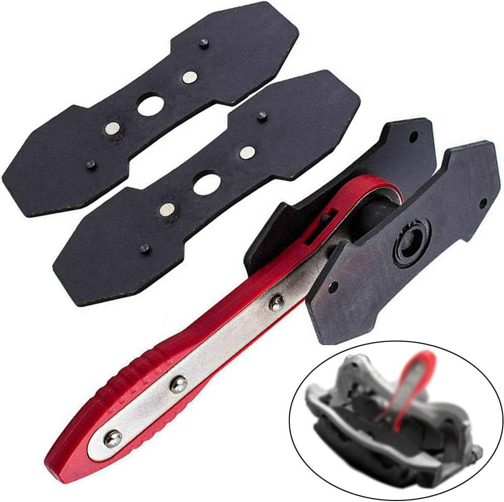 360 Degree Ratcheting Brake Caliper Piston Spreader Tool with 4 Pcs Brake Caliper Hangers with Rubber Tips T4070
