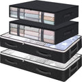 Black 4-Pack Large Underbed Storage Bags with Clear Window and Handles F919