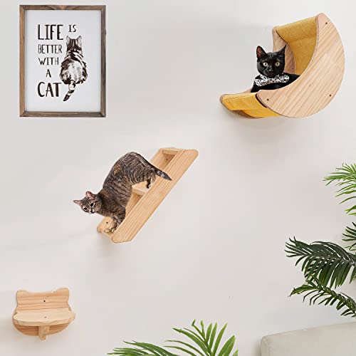 Solid Wood Cat Wall Shelves 3pcs/Set A75527