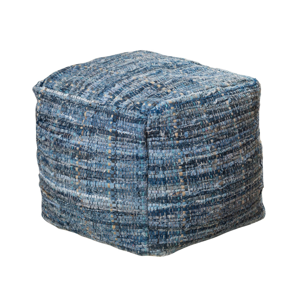 Blue Fabric Pouf Ottoman G142180