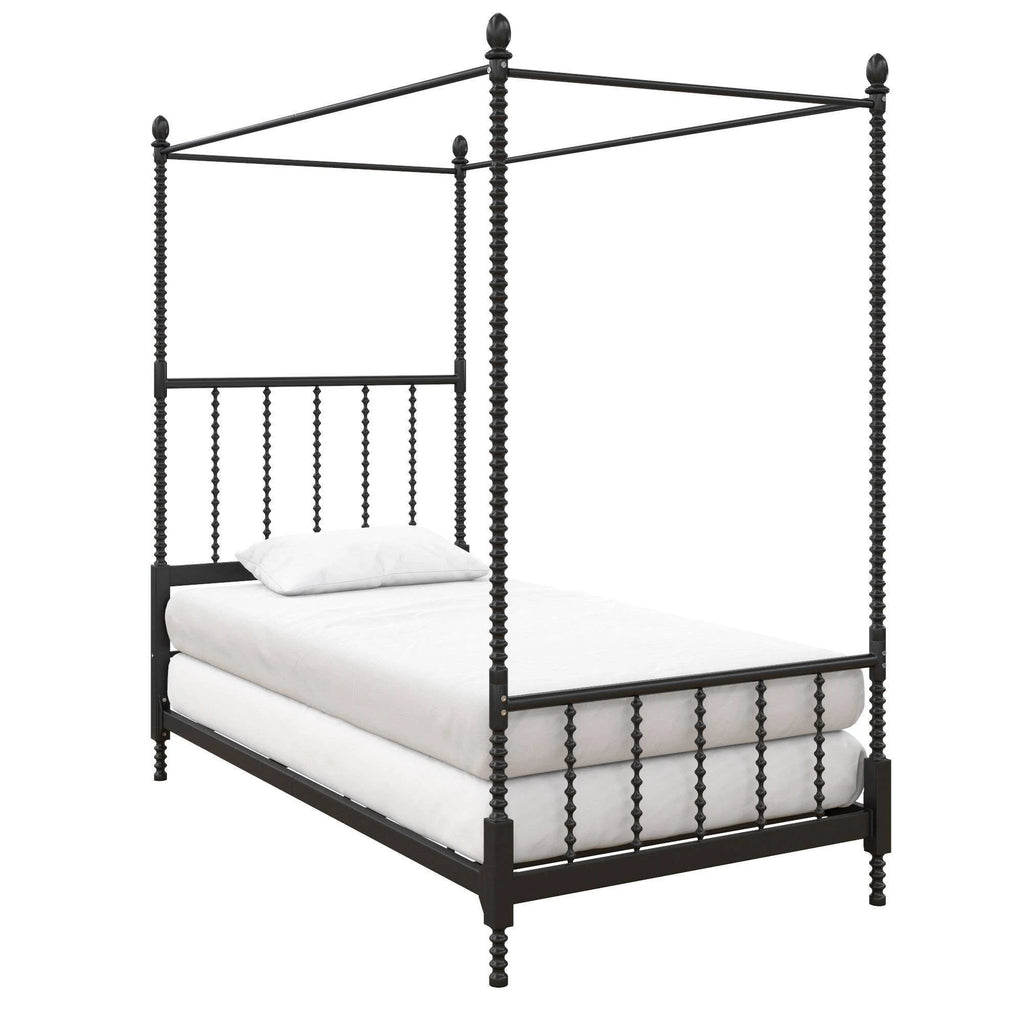 Twin Metal Canopy Bed Black L532254