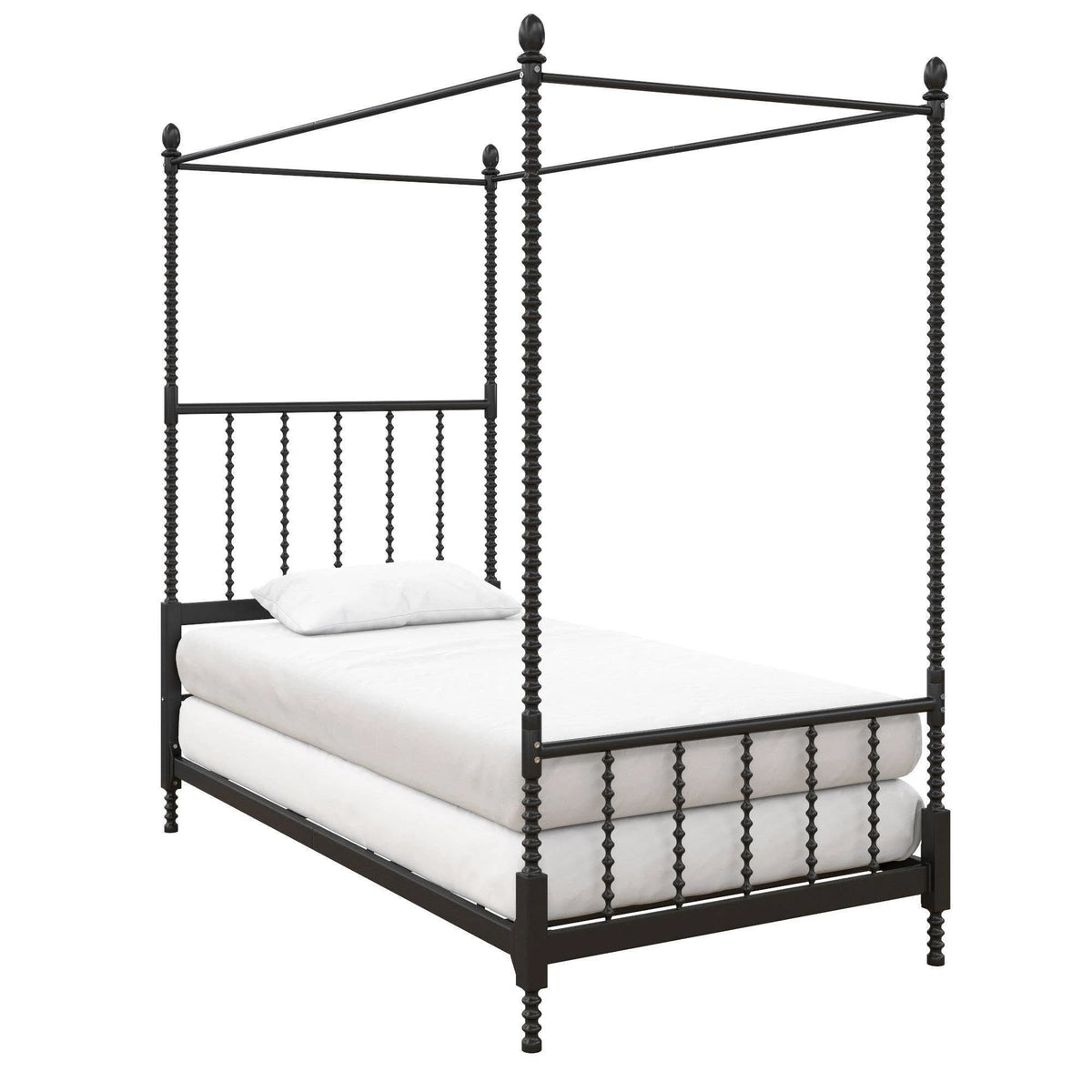 Twin Metal Canopy Bed Black L532254