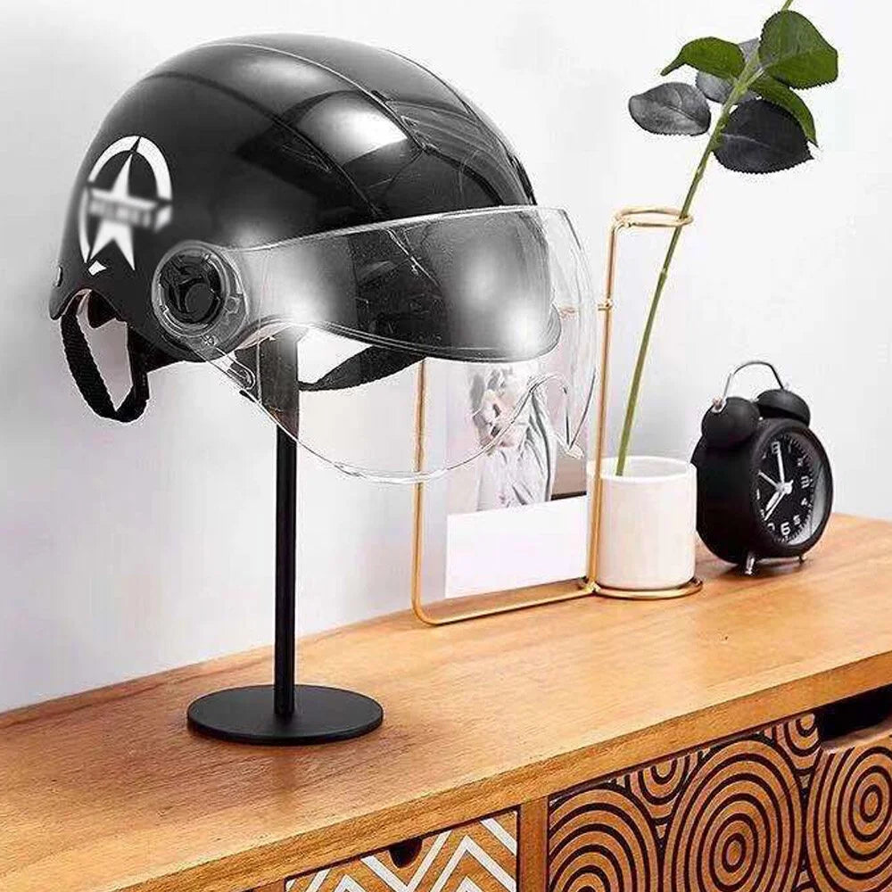 Motorcycle Helmet Holder Metal Hat Storage Rack Floor-Mounted Helmet Hanger Display Stand F783414
