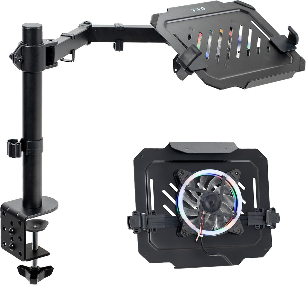 Black Adjustable 12 to 15.6 inch Laptop Desk Mount Stand with RGB Fan E141440
