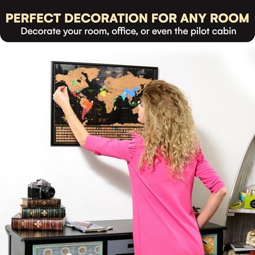 Scratch Off World Map Poster and United States Map with Accessories Set C548