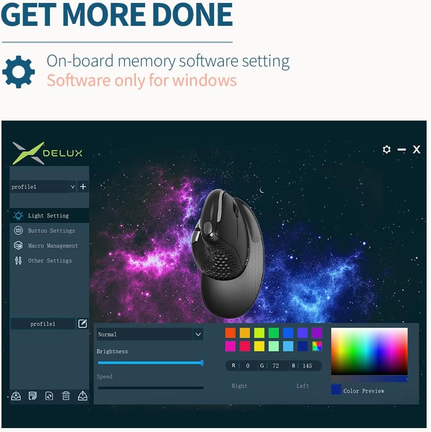 Wired Ergonomic Vertical Mouse with Thumb Wheel, 6 Programmable Buttons, 4000 DPI, Removable Wrist Rest W638