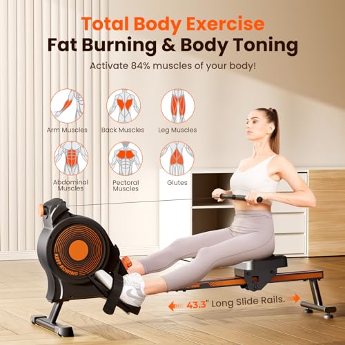 Magnetic/Water Rowing Machine with 16 Resistance Levels, LCD Monitor A60157
