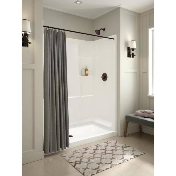 32 in. x 60 in. Single Threshold Center Drain Alcove Shower Base in High Gloss White K768386