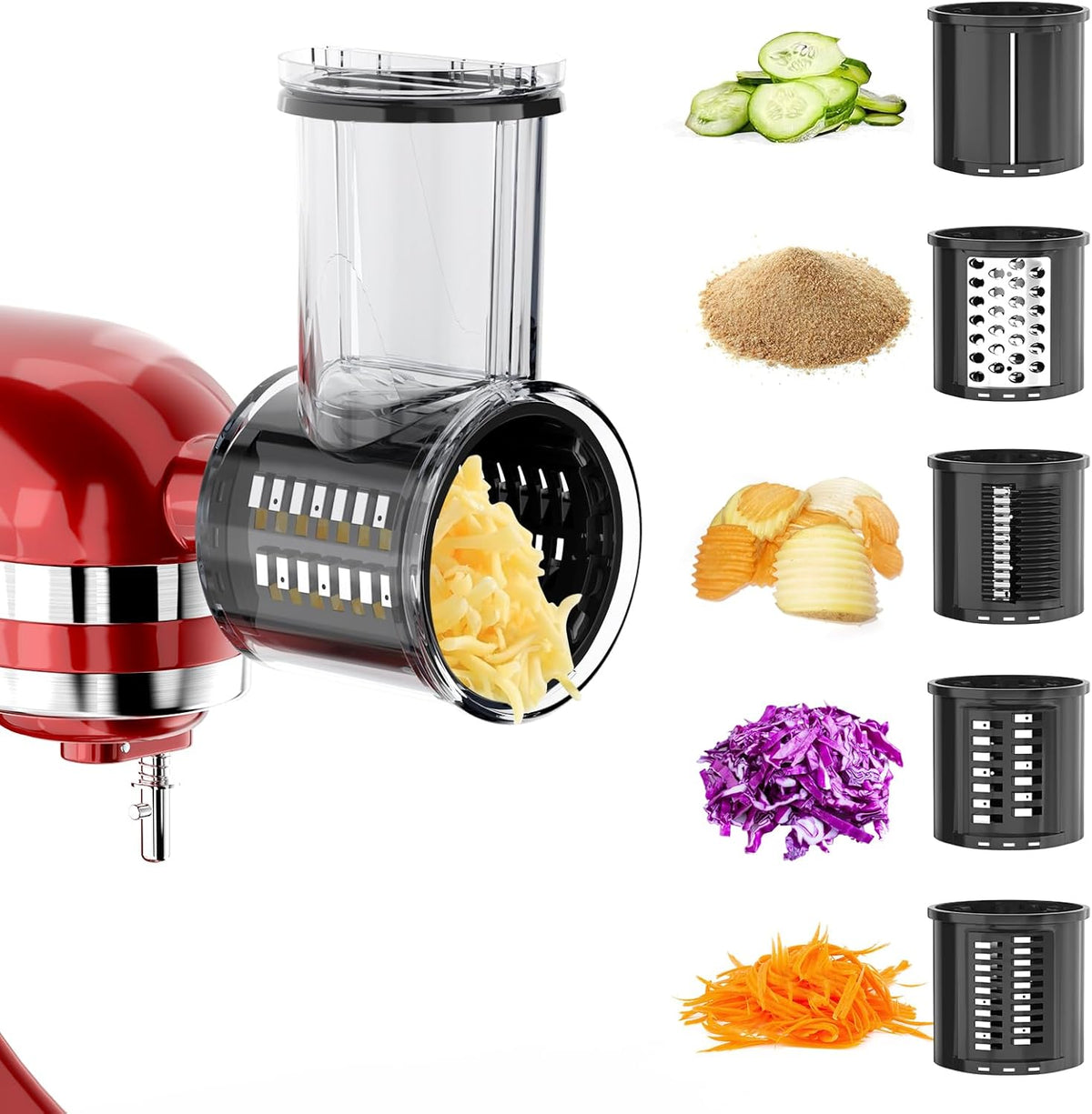 5 Blades Cheese Grater Slicer Shredder Attachment for KitchenAid Stand Mixer L104620