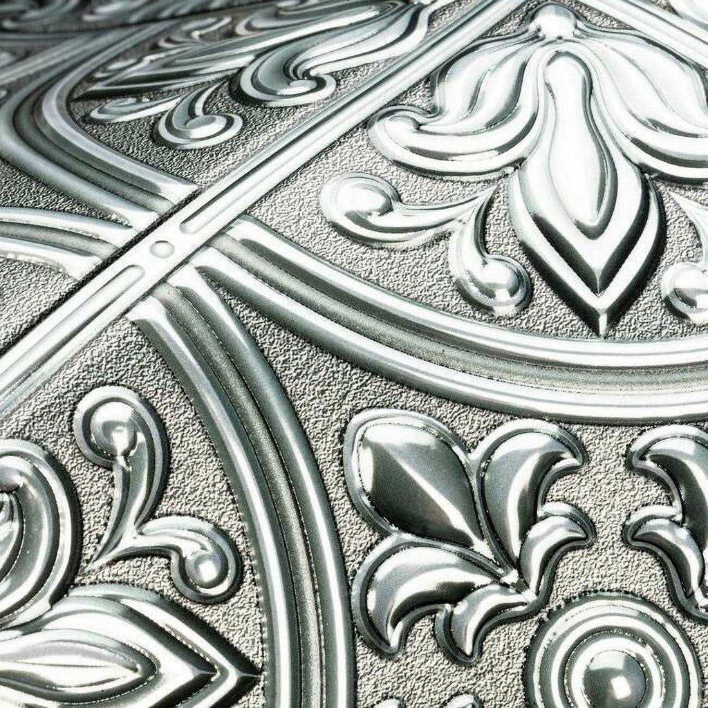 Silver Tin Peel and Stick Tile Backsplash L880307
