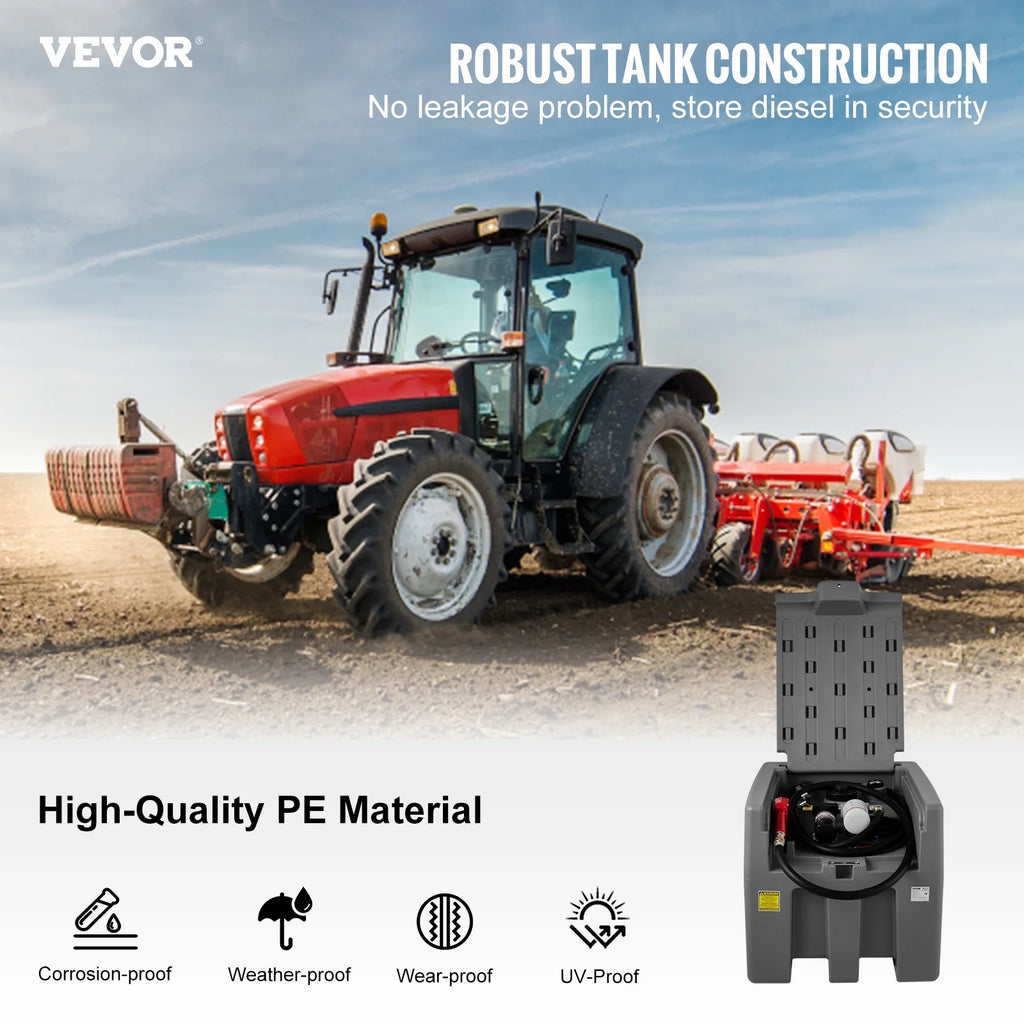 58 Gallon 10 GPM Diesel Fuel Tank with 12V Electric Transfer Pump and 13.1ft Rubber Hose R540