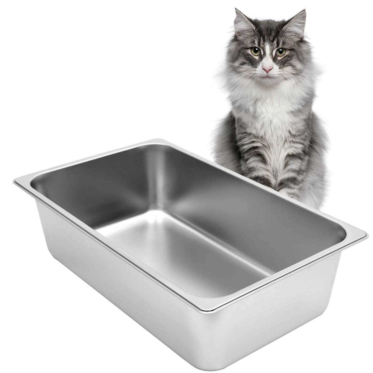 Stainless Steel Cat Litter Box With High Sides Q358