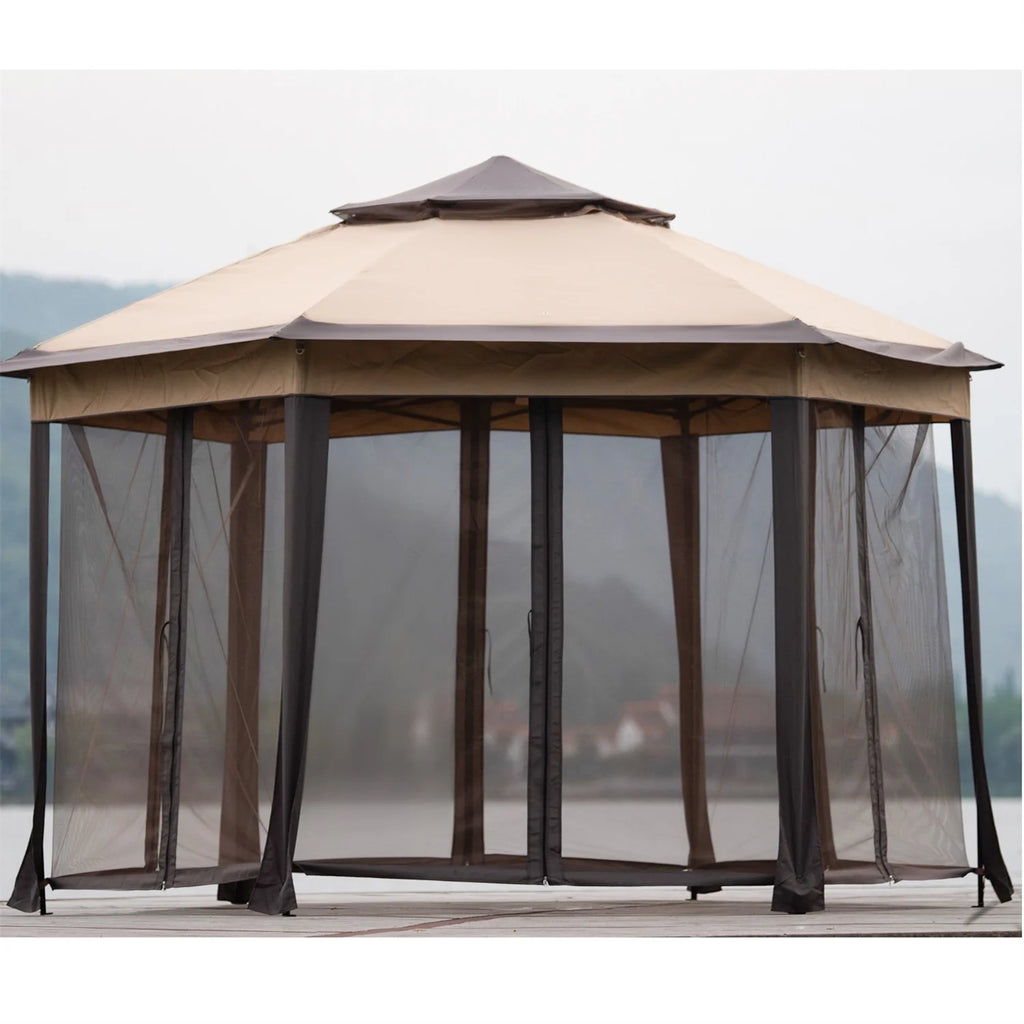 13x13FT Outdoor Gazebo with Mosquito Netting Sidewalls B624