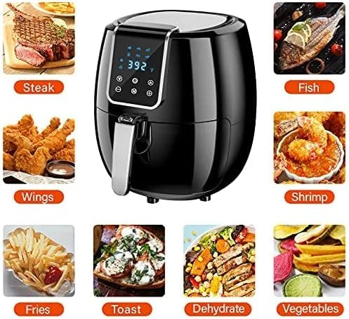 6-in-1 Air Fryer 7Qt 6.5L Smart Electric Hot Airfryer BLACK C14216