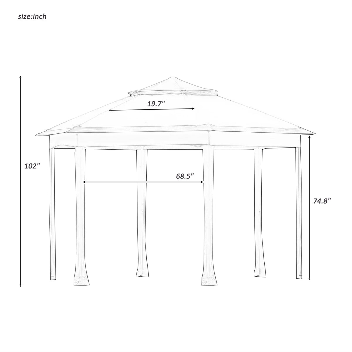 13x13FT Outdoor Gazebo with Mosquito Netting Sidewalls B624