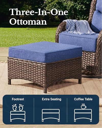 7PCS Blue Wicker Patio Furniture Set with Cushion B437