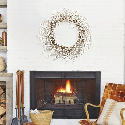 20 Inch Artificial Winter Wreath White Berry Wreath E8316