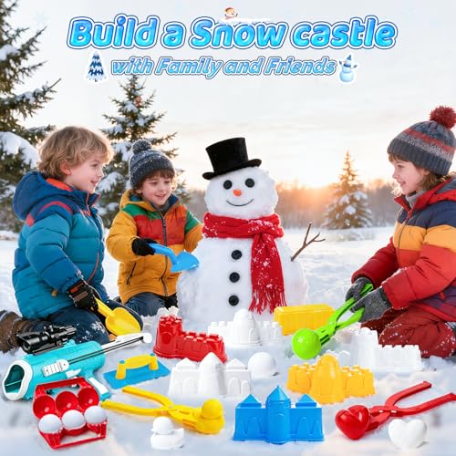 Snowball Maker Kit with Snowball Blaster Launcher, 3 Duck Shaped Clips, Molds, Snow Shovel, Carry Bag G923