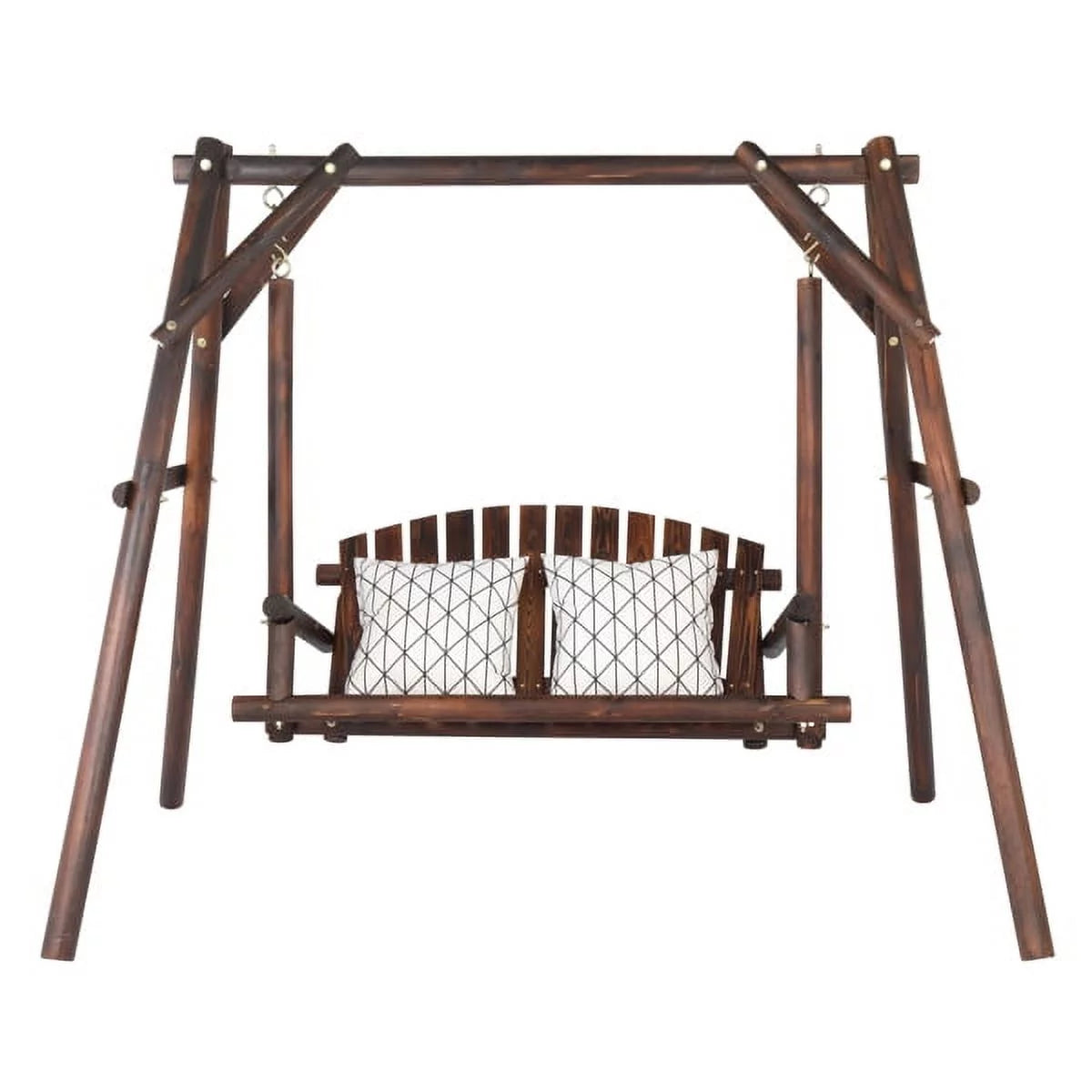 6.5ft Hardwood Patio Swing with Stand, Carbonized T4652
