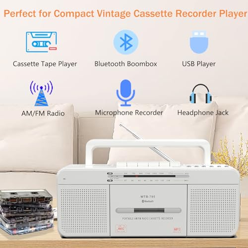 Cassette Player Recorder with Bluetooth, USB, AM/FM Radio Stereo, Portable S23020
