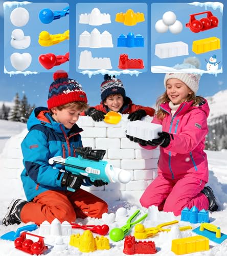 Snowball Maker Kit with Snowball Blaster Launcher, 3 Duck Shaped Clips, Molds, Snow Shovel, Carry Bag G923
