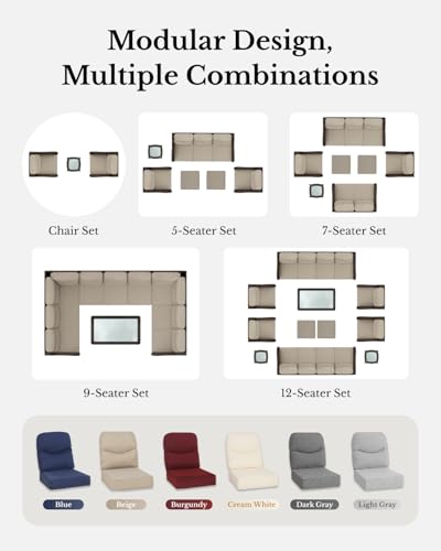 7PCS Blue Wicker Patio Furniture Set with Cushion B437