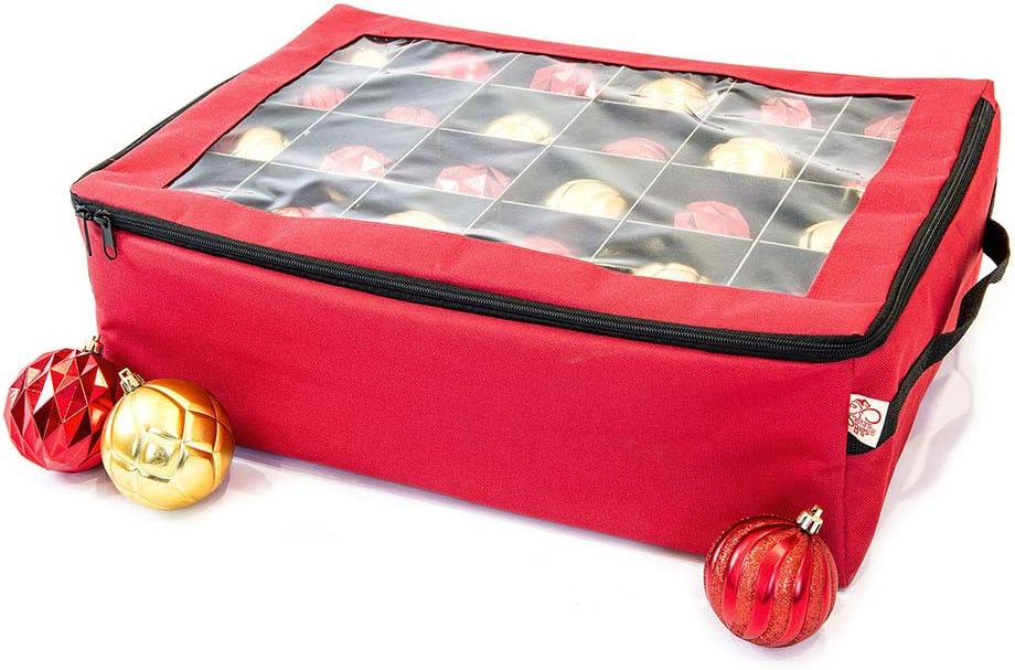 Red Christmas Ornament Storage Box With Dividers Z3721