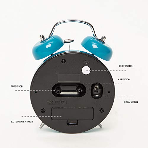 4'' Twin Bell Alarm Clock Mint Green Z94125