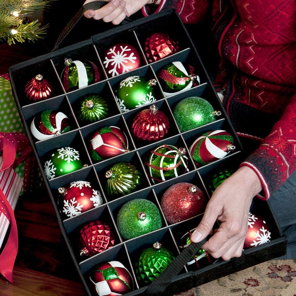 Red Christmas Ornament Storage Box With Dividers Z3721